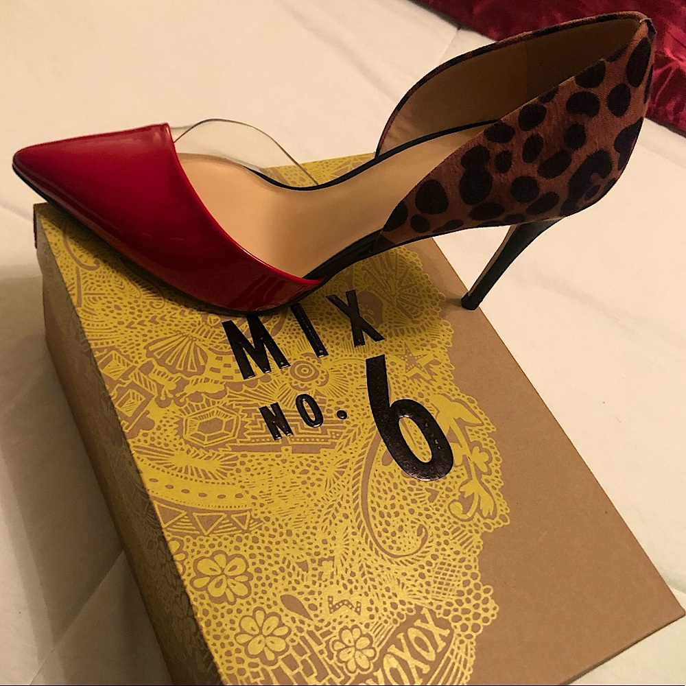 Women’s Mix NO. 6 Red & Cheetah Print d’Orsay Pump